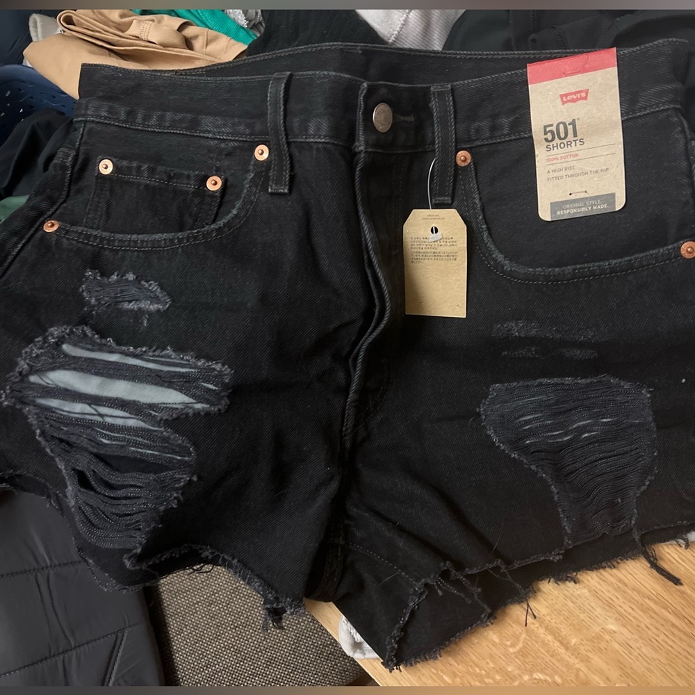 Levi’s 501 black denim jean shorts. Size 30. Never worn